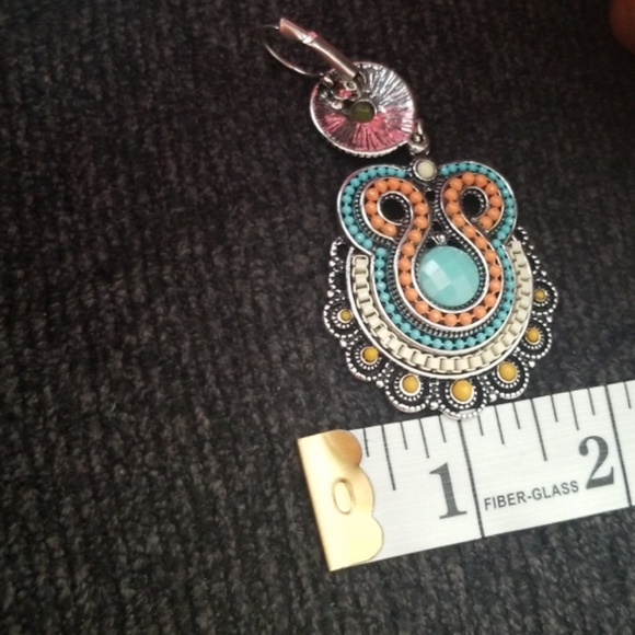 Vintage Enamel Beads  statment Earrings - Picture 8 of 8